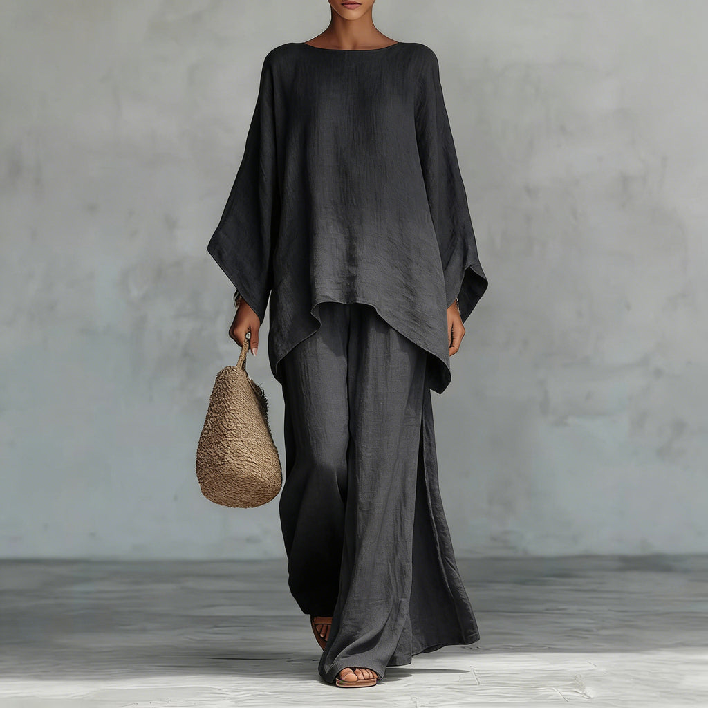 Ensemble 2 Pièces Décontracté Haut Ample et Pantalon Large - vue 3 - OmniForYou