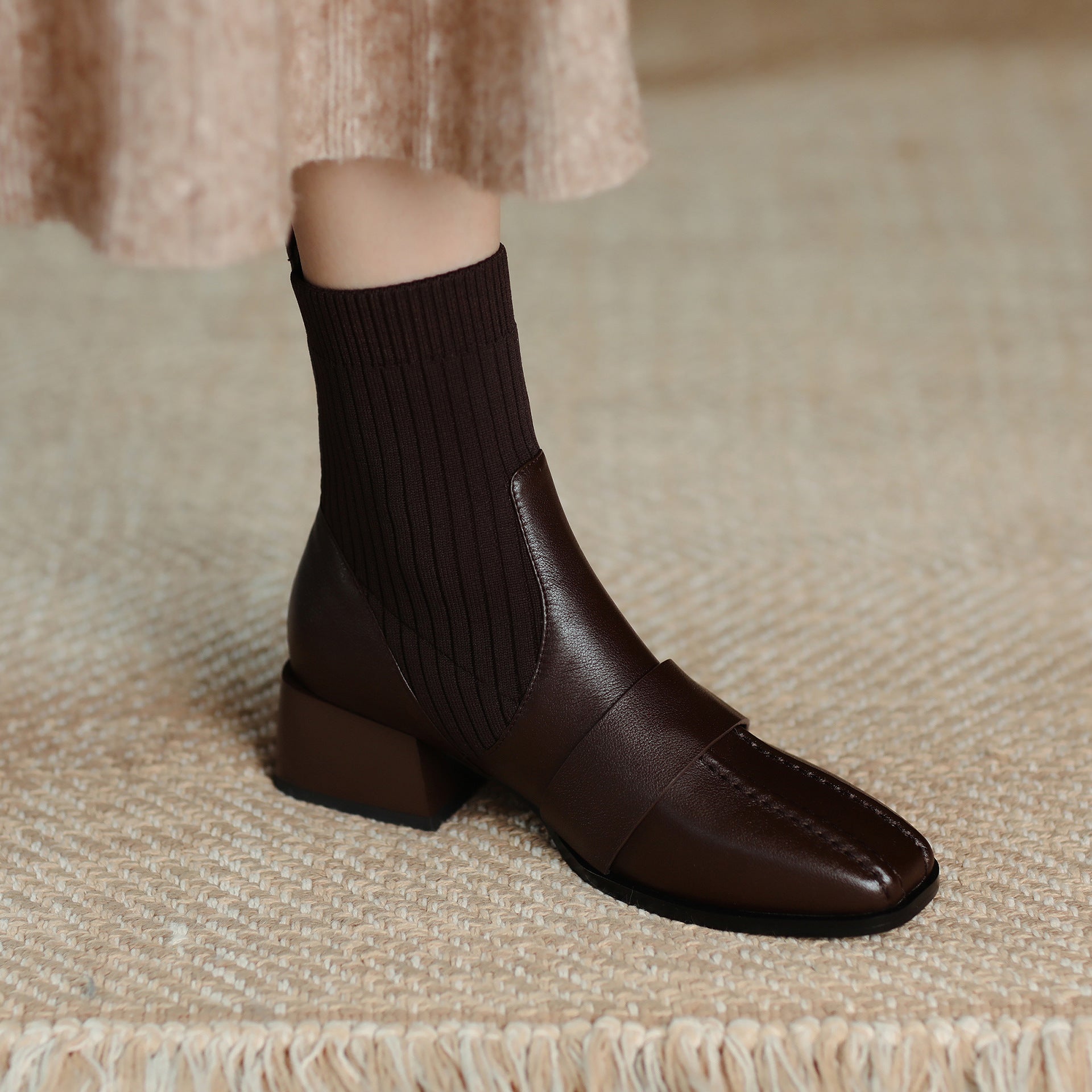 Bottines Tricot Talon Épais - vue 2 - OmniForYou