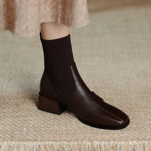Bottines Tricot Talon Épais - vue 2 - OmniForYou