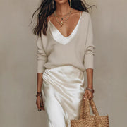 Ensemble Robe Satinée 2 Pièces, Pull et Robe Bretelles - vue 2 - OmniForYou