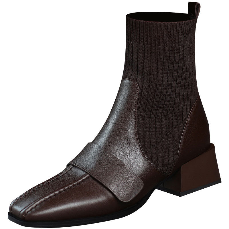 Bottines Tricot Talon Épais - vue 3 - OmniForYou