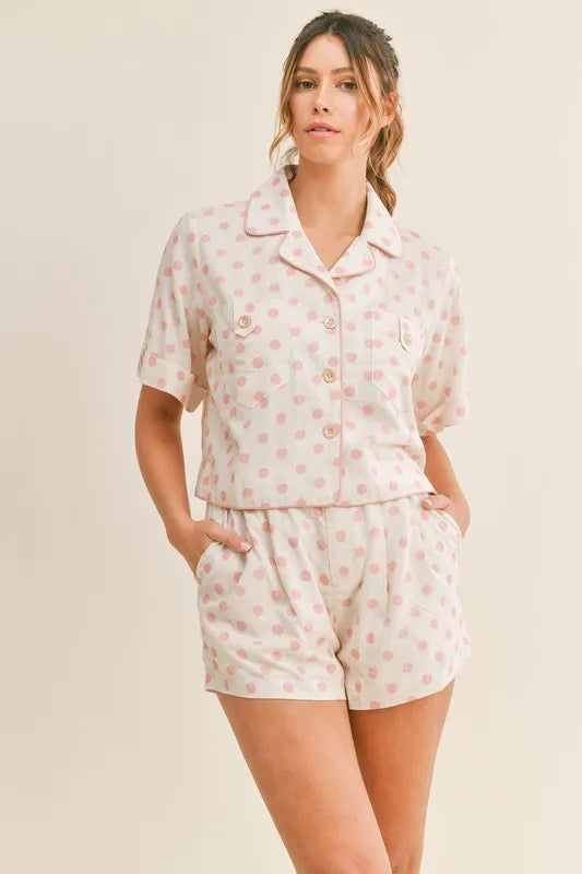MABLE ensemble crop top à pois et short d'intérieur – vue principale – OmniForYou