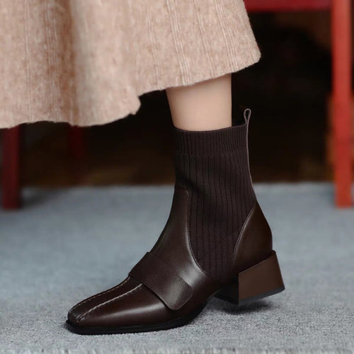 Bottines Tricot Talon Épais - vue 1 - OmniForYou