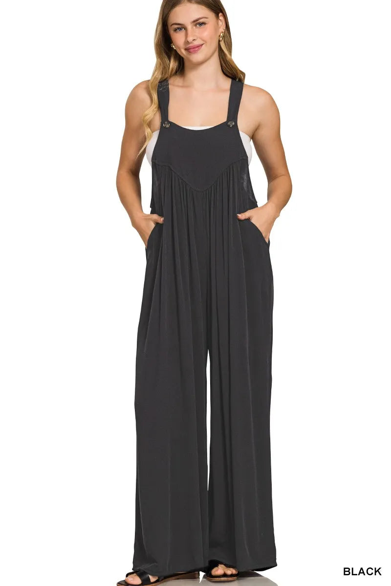 Zenana salopette en crêpe de viscose jambe large – vue principale – OmniForYou