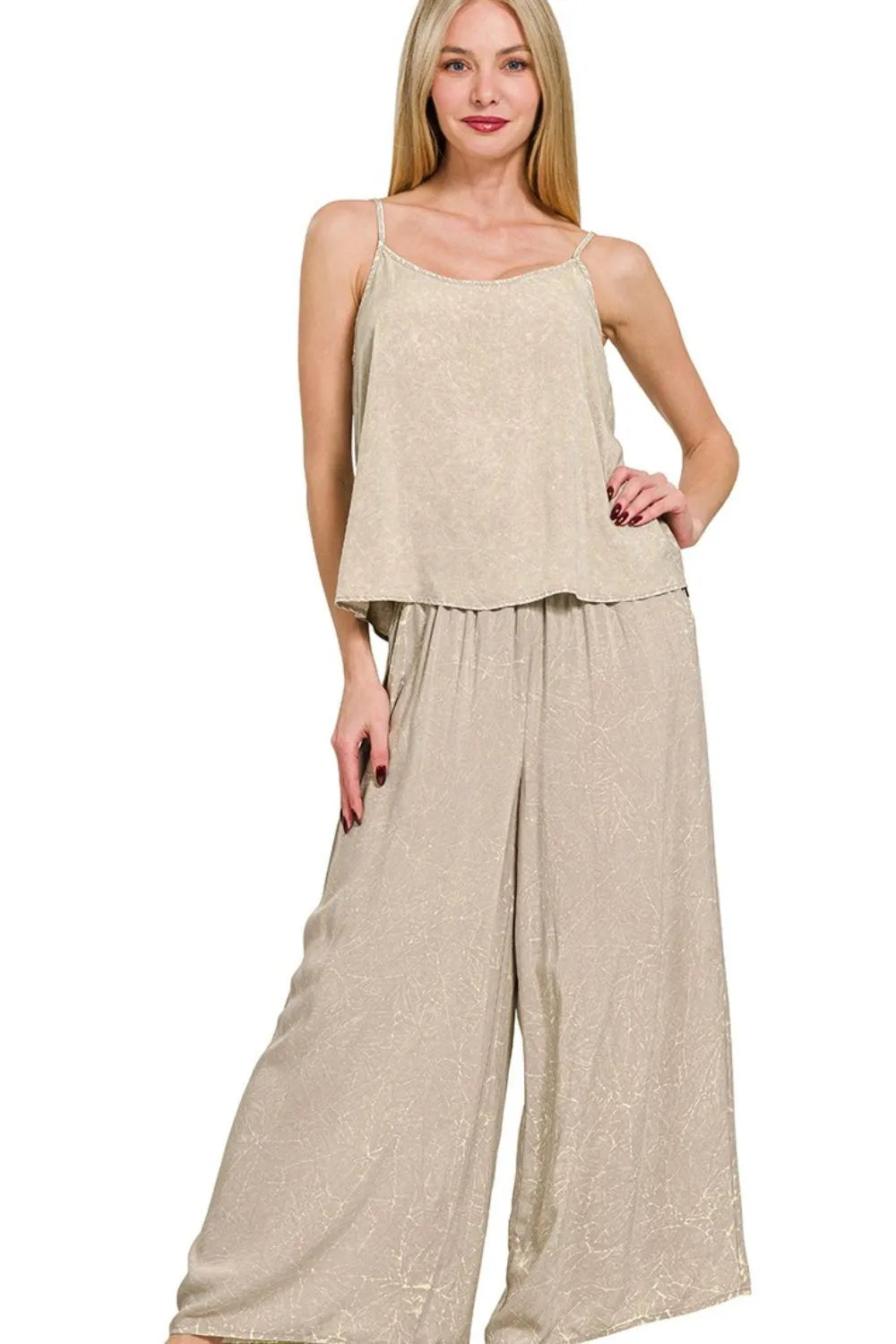 Zenana ensemble caraco et pantalon effet froissé – vue principale – OmniForYou
