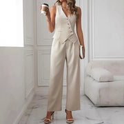 Ensemble Débardeur Col V et Pantalon Droit Coton Bio - vue 1 - OmniForYou