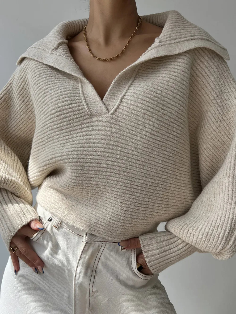 Pull col chemise à manches longues – vue principale – OmniForYou