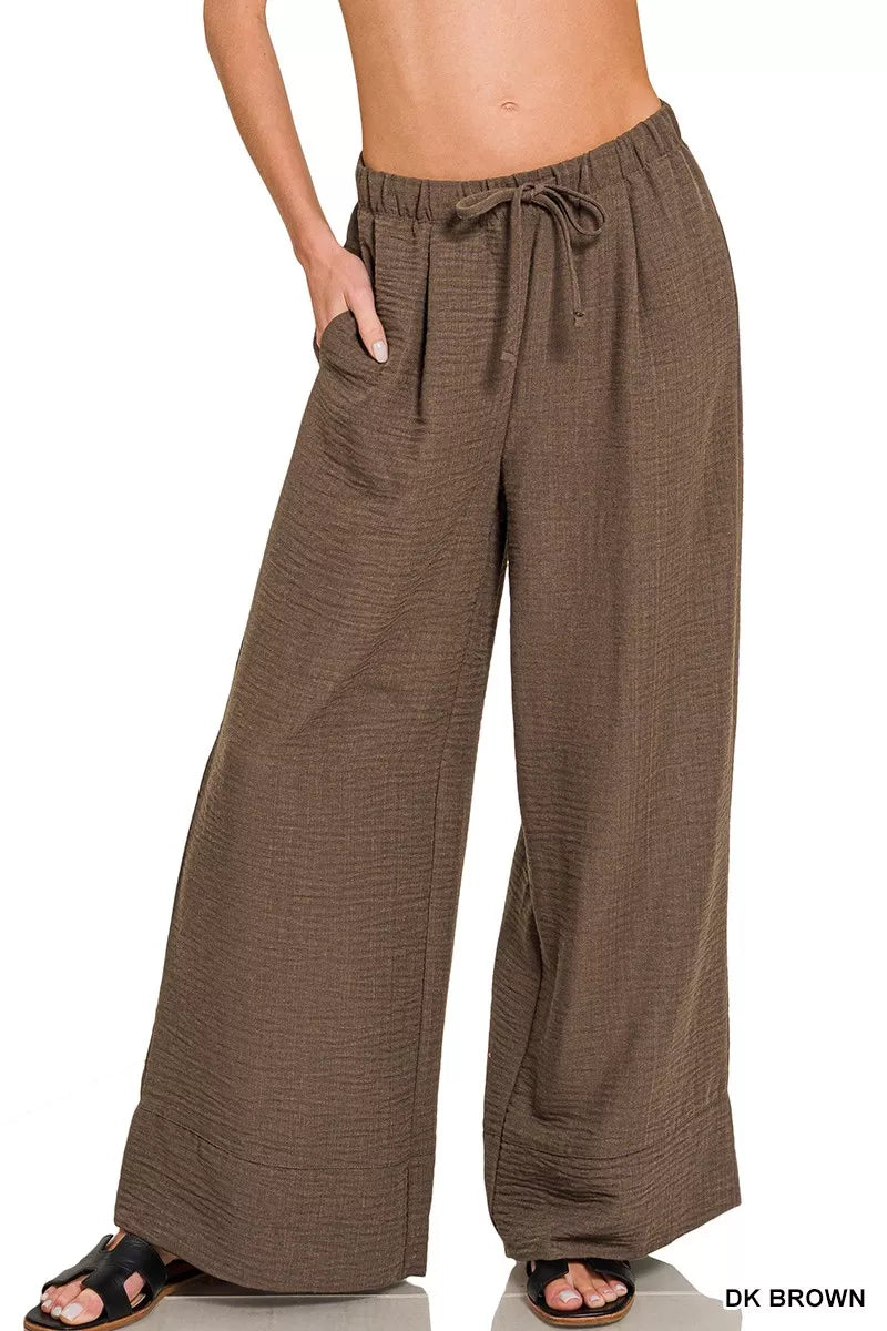 Zenana pantalon tissé à cordon de serrage – vue principale – OmniForYou