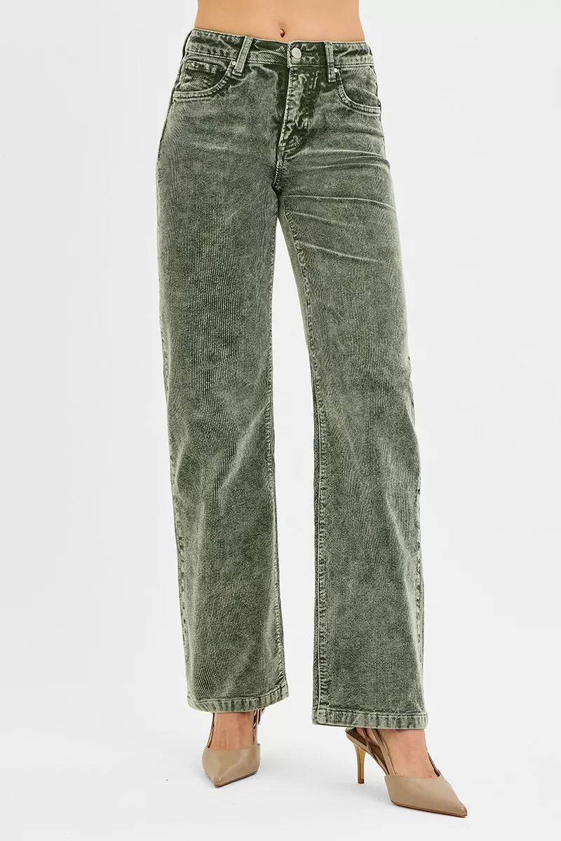 RISEN pantalon droit velours côtelé taille mi-haute – vue principale – OmniForYou