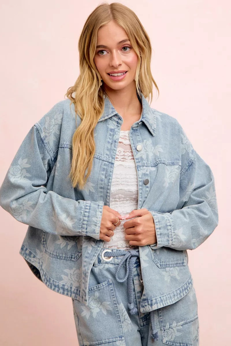 Veste en jean imprimé à poche BiBi – vue principale – OmniForYou