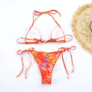 Bikini Triangle Imprimé – Col Halter à Nouer