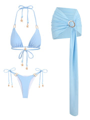 Ensemble Bikini 3 Pièces – Triangle & Jupe de plage