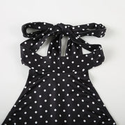 Robe Courte à Pois – Col Halter, Dos Nu