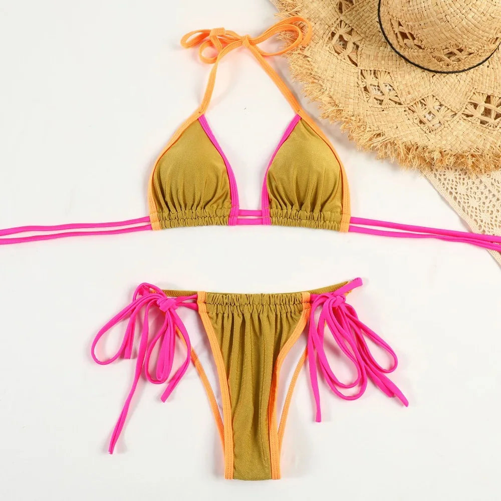Bikini Floral – Triangle, bas à nouer