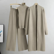 Ensemble Maille 3 Pièces – Cardigan, Top & Pantalon