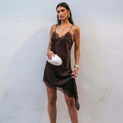 Robe Nuisette Satin – Dos Nu, Coupe Asymétrique