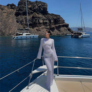 Robe de plage Cache-maillot – Manches Longues, Transparente