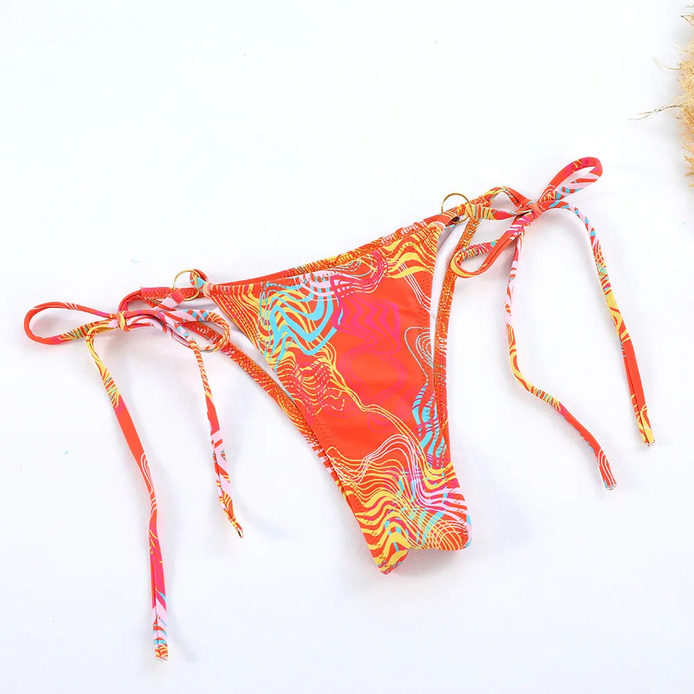 Bikini Triangle Imprimé – Col Halter à Nouer