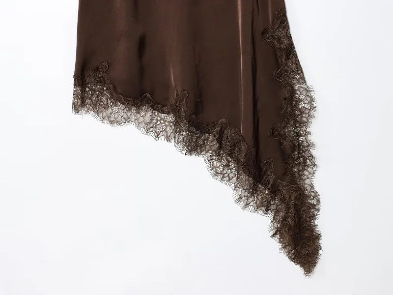 Robe Nuisette Satin – Dos Nu, Coupe Asymétrique