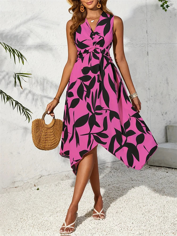 Robe longue Feuillage – Coupe fluide grande taille