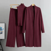 Ensemble Maille 3 Pièces – Cardigan, Top & Pantalon