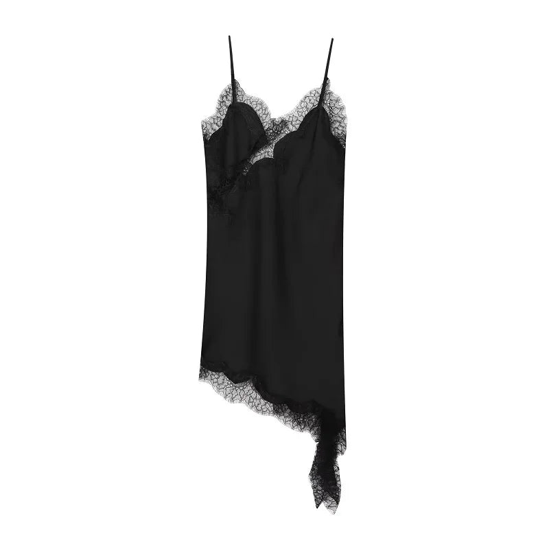 Robe Nuisette Satin – Dos Nu, Coupe Asymétrique