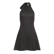 Robe Courte à Pois – Col Halter, Dos Nu