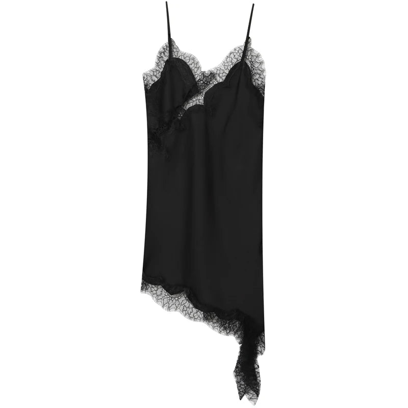 Robe Nuisette Dentelle – Coupe Asymétrique
