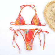 Bikini Triangle Imprimé – Col Halter à Nouer