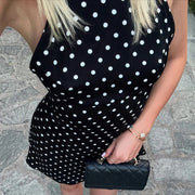 Robe Courte à Pois – Col Halter, Dos Nu