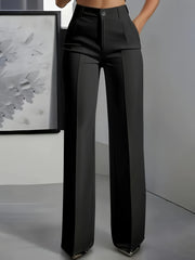 Pantalon Taille Haute Coupe Droite Minimaliste - vue 2 - OmniForYou