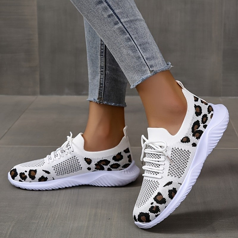 Baskets Léopard Blanches à Lacets - vue 3 - OmniForYou