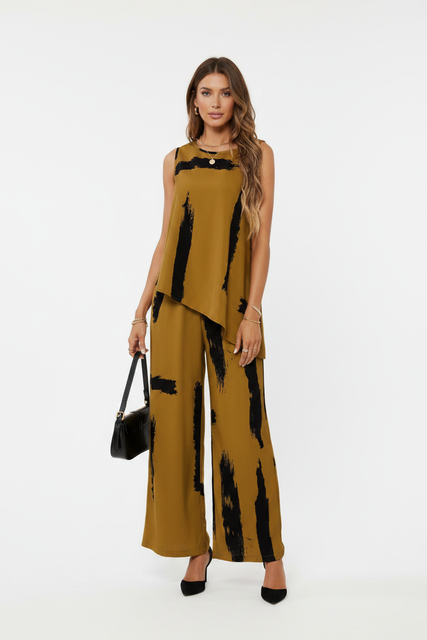 Ensemble Débardeur Imprimé & Pantalon Long
