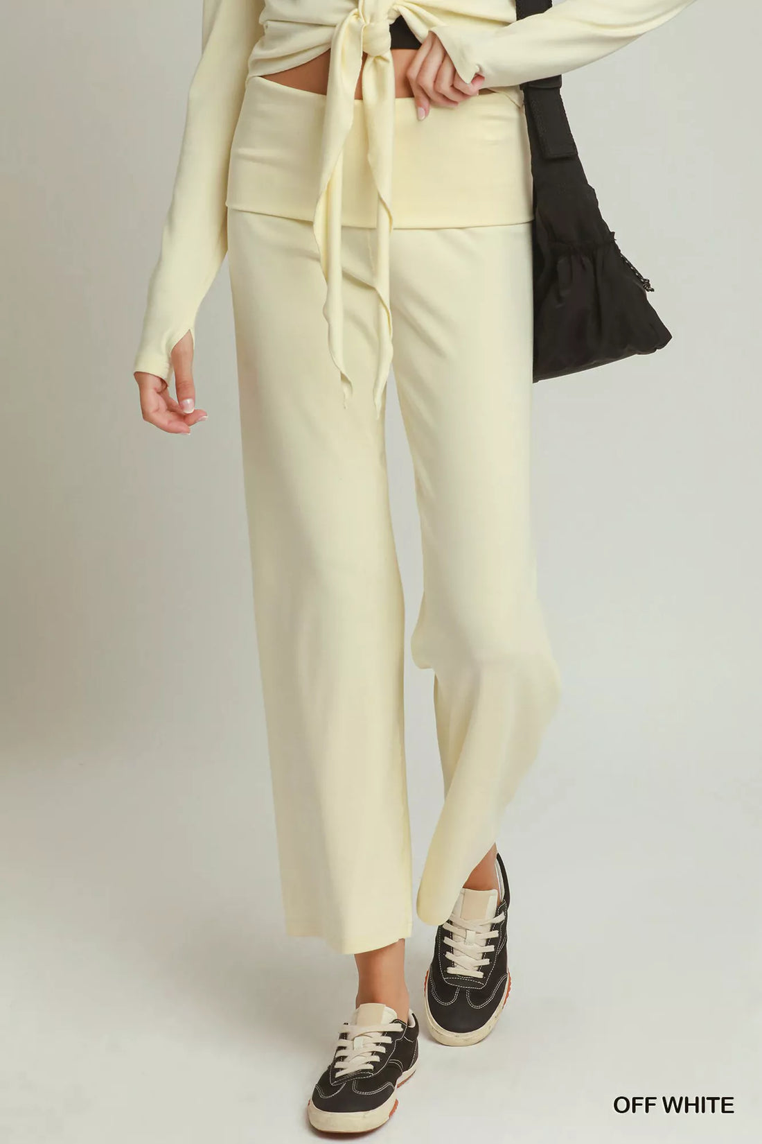 Umgee pantalon droit en coton viscose taille repliée – vue principale – OmniForYou