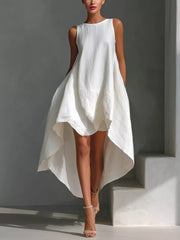 Robe col rond sans manches ourlet asymétrique – vue principale – OmniForYou
