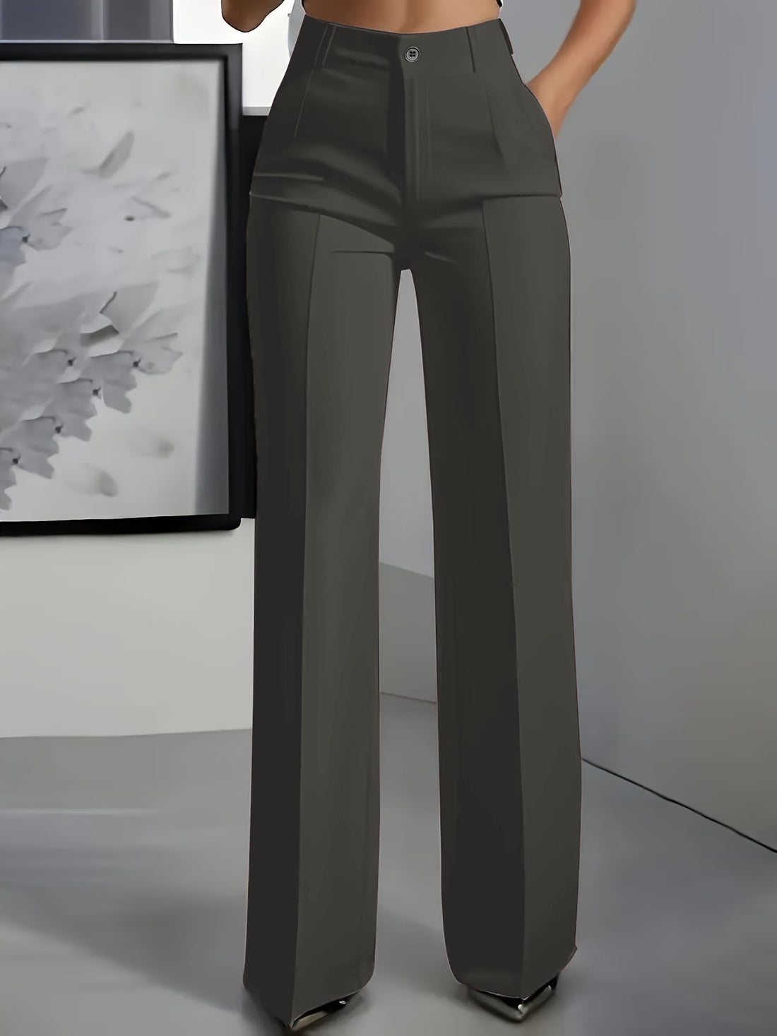 Pantalon Taille Haute Coupe Droite Minimaliste - vue 3 - OmniForYou