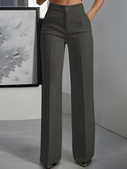 Pantalon Taille Haute Coupe Droite Minimaliste - vue 3 - OmniForYou
