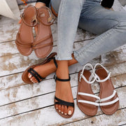 Sandales plates bout ouvert en cuir synthétique du 36 au 43 – vue principale – OmniForYou