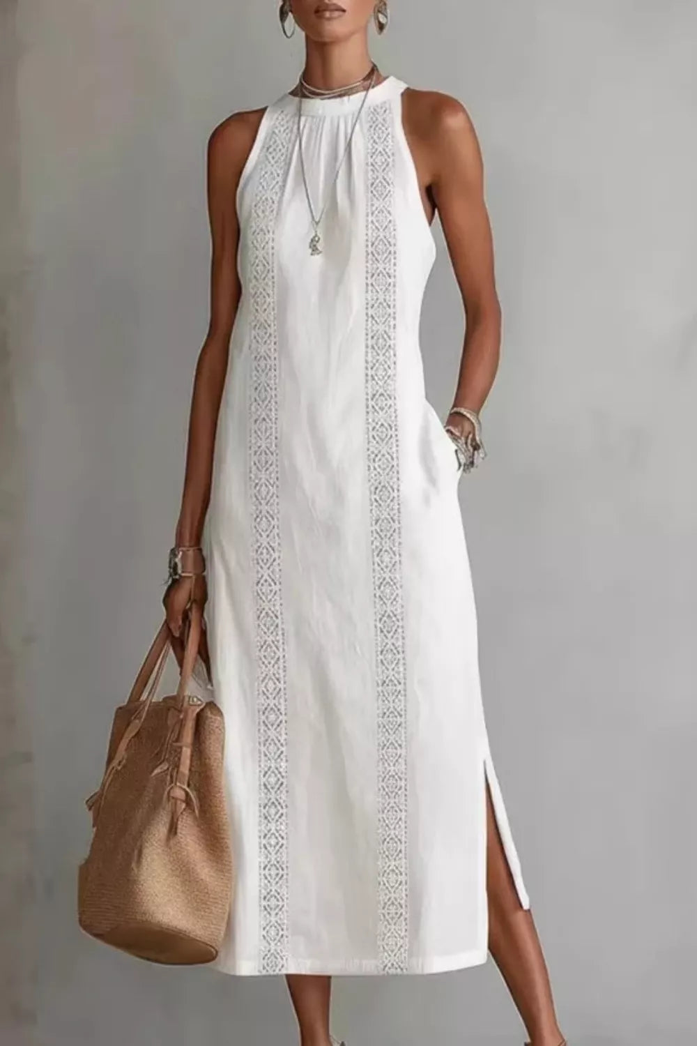 Robe sans manches fendue à poches – vue principale – OmniForYou
