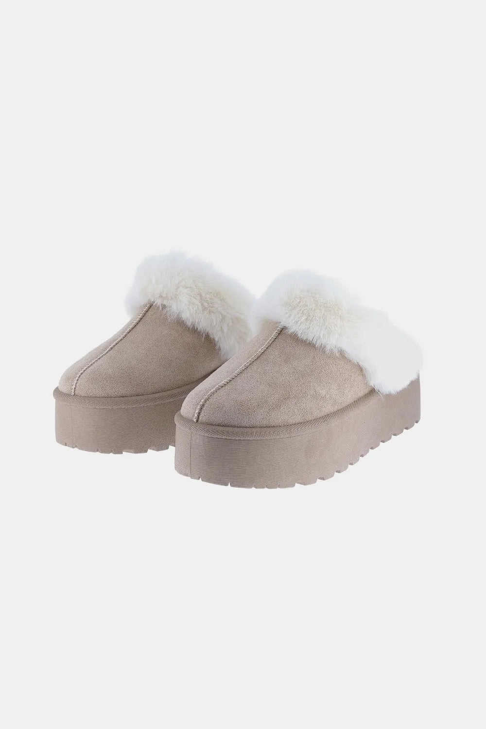Chaussons fourrés semelle épaisse Weeboo – Taupe – vue principale – OmniForYou