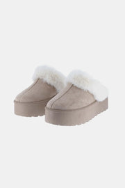 Chaussons fourrés semelle épaisse Weeboo – Taupe – vue principale – OmniForYou