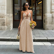 Robe Bretelles Rayée, Col V - vue 2 - OmniForYou