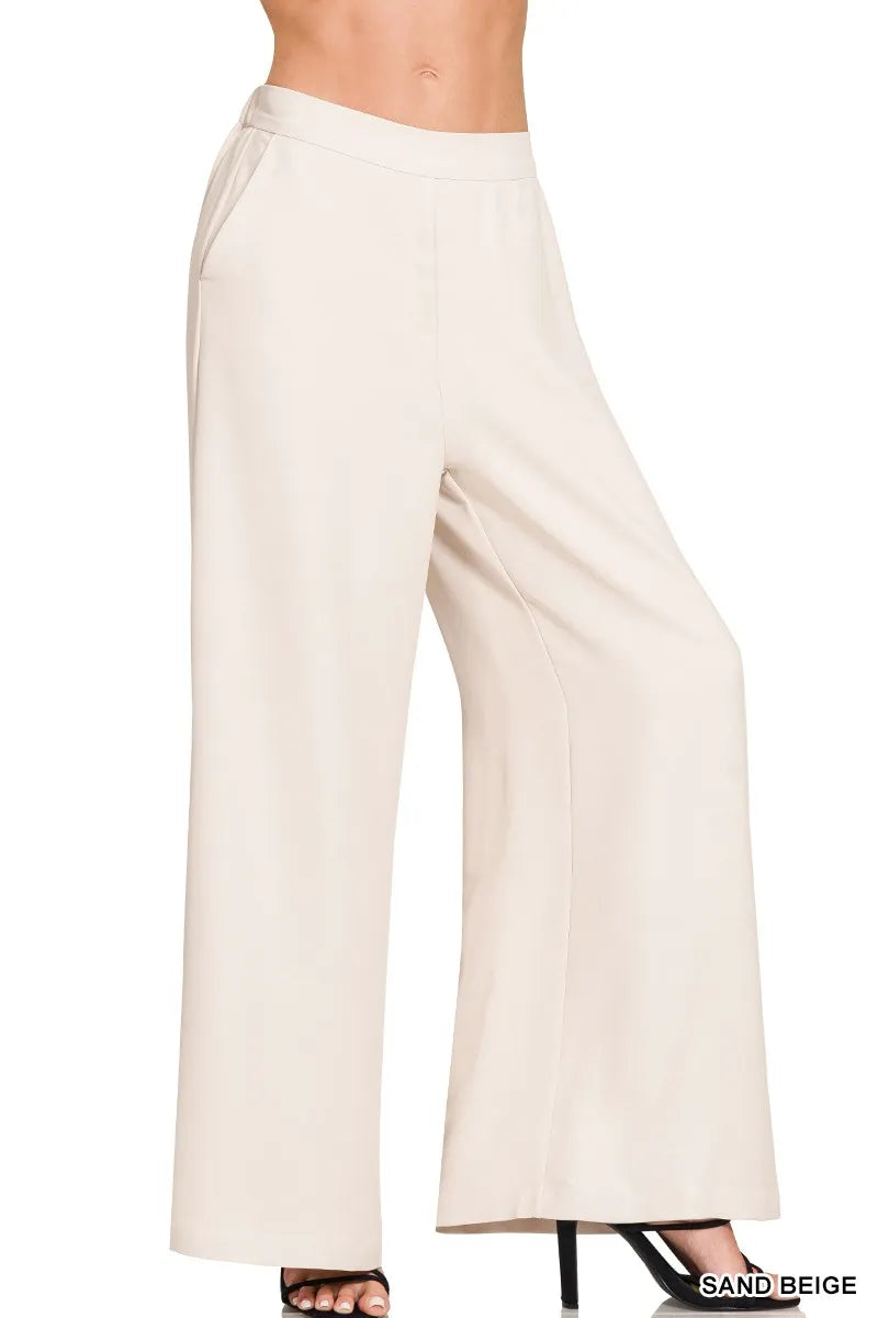 Zenana pantalon large taille élastiquée coupe ample – vue principale – OmniForYou