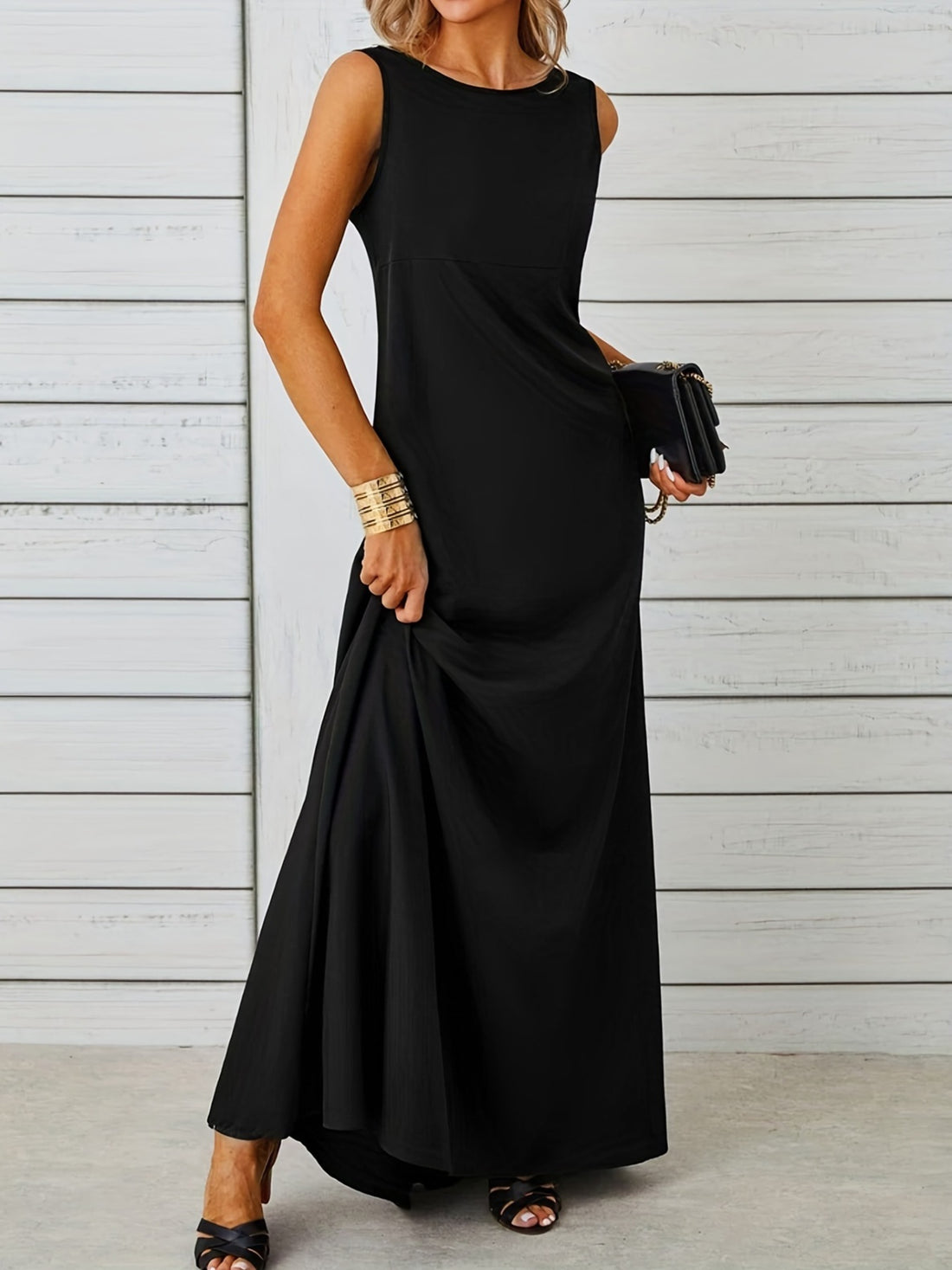 Robe longue fluide sans manches – vue principale – OmniForYou