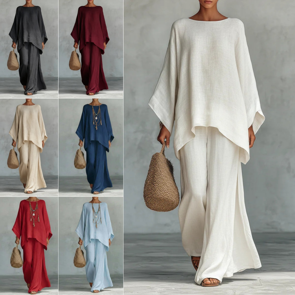 Ensemble 2 Pièces Décontracté Haut Ample et Pantalon Large - vue 1 - OmniForYou