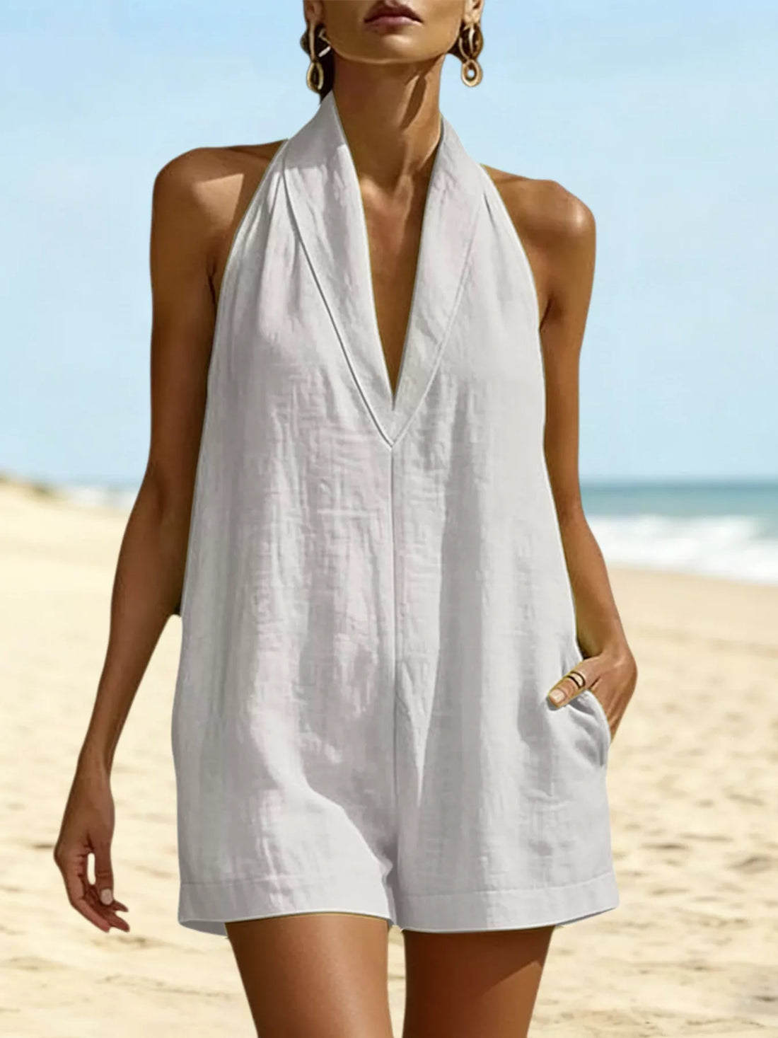 Combishort col halter à poches – vue principale – OmniForYou