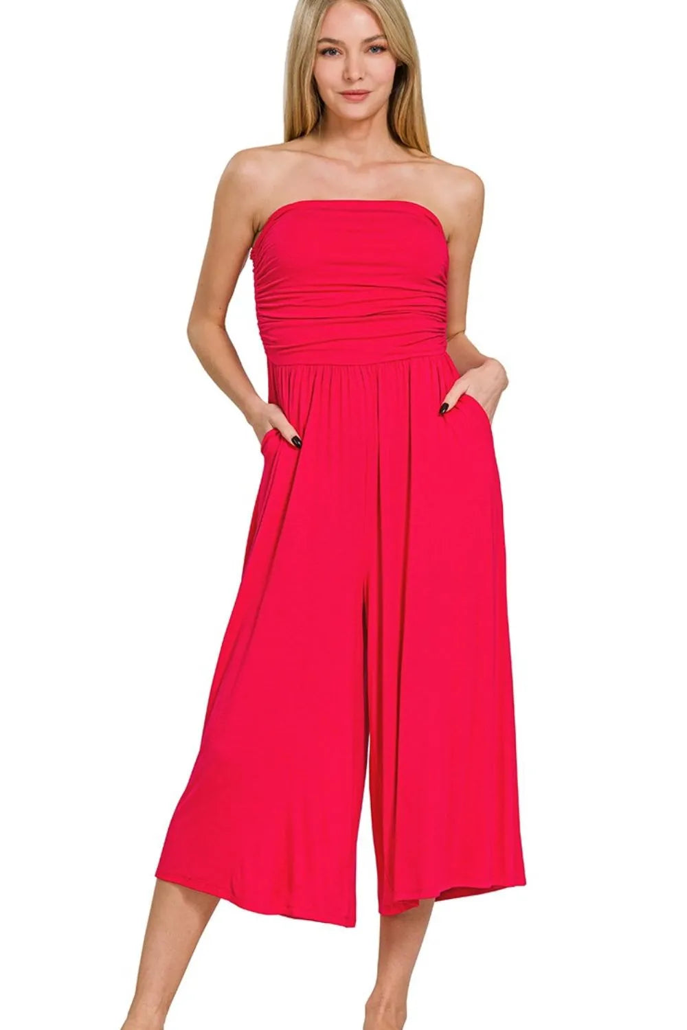 Zenana combinaison bustier drapée jambe large – vue principale – OmniForYou